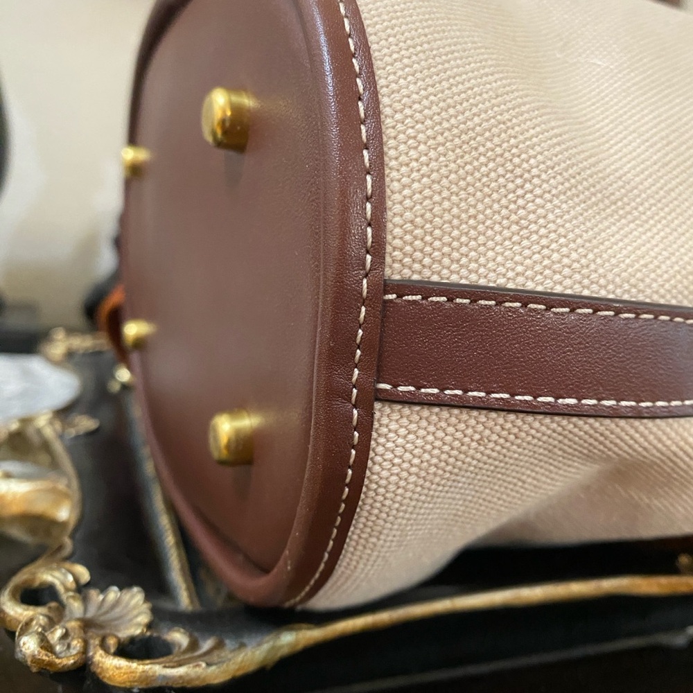 Coach Brown Canvas & Leather Field Bucket Bag with COACH badge, Medium - Picture 12 of 16